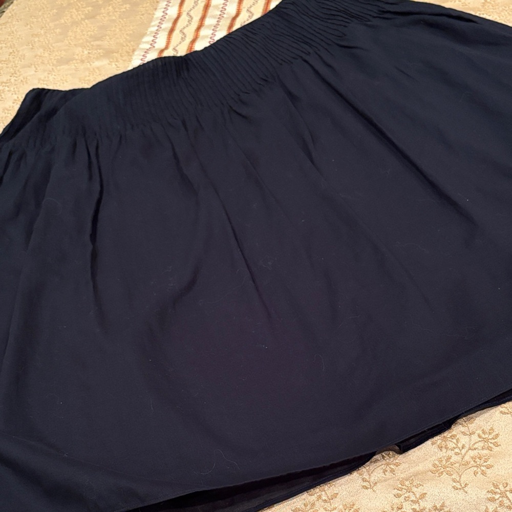 Ralph Lauren Black Cotton Skirt, gathers at the top, lined, side zip, 14